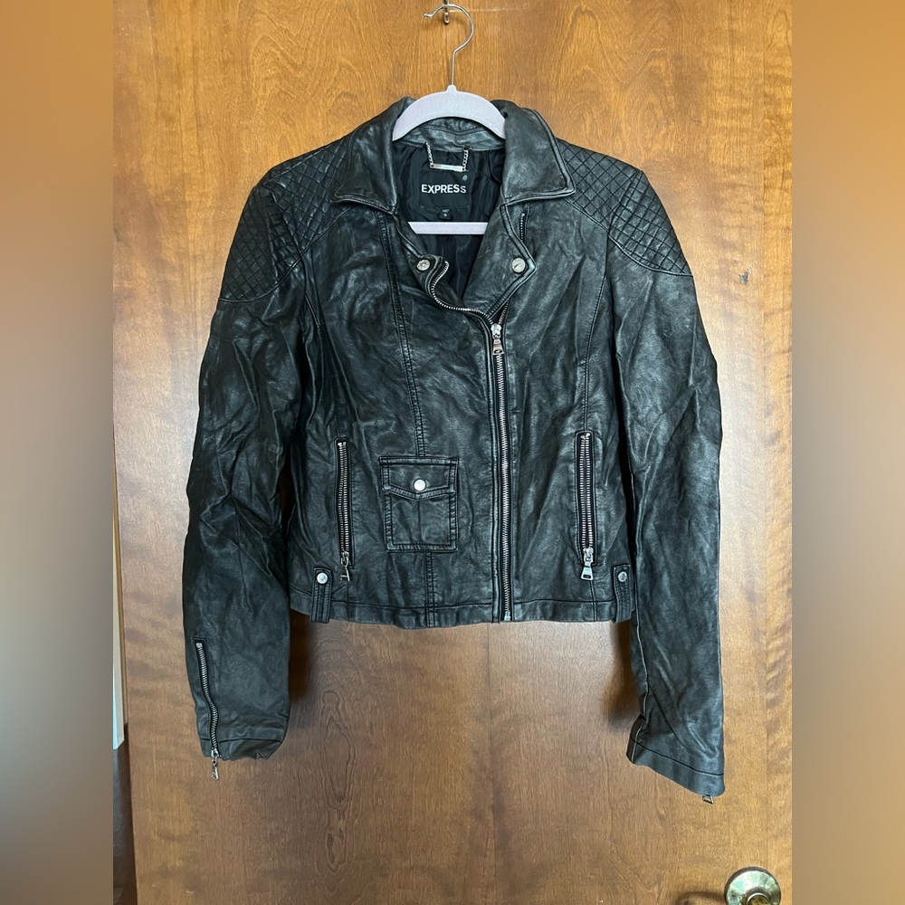 Express Black Leather Biker Jacket